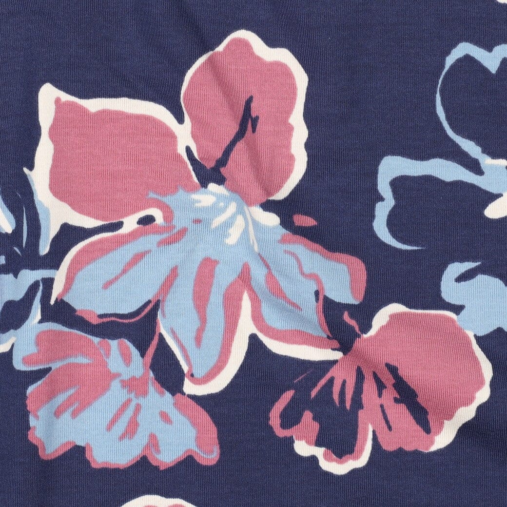Jersey | „Big Flowers“ – Dunkelblau Fadenwunsch 