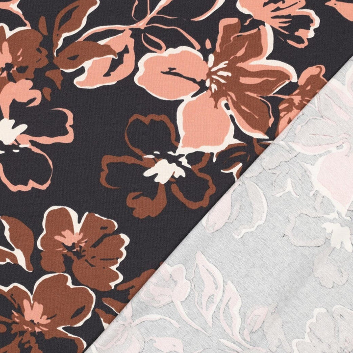 Jersey | „Big Flowers“ – Anthrazit Fadenwunsch 
