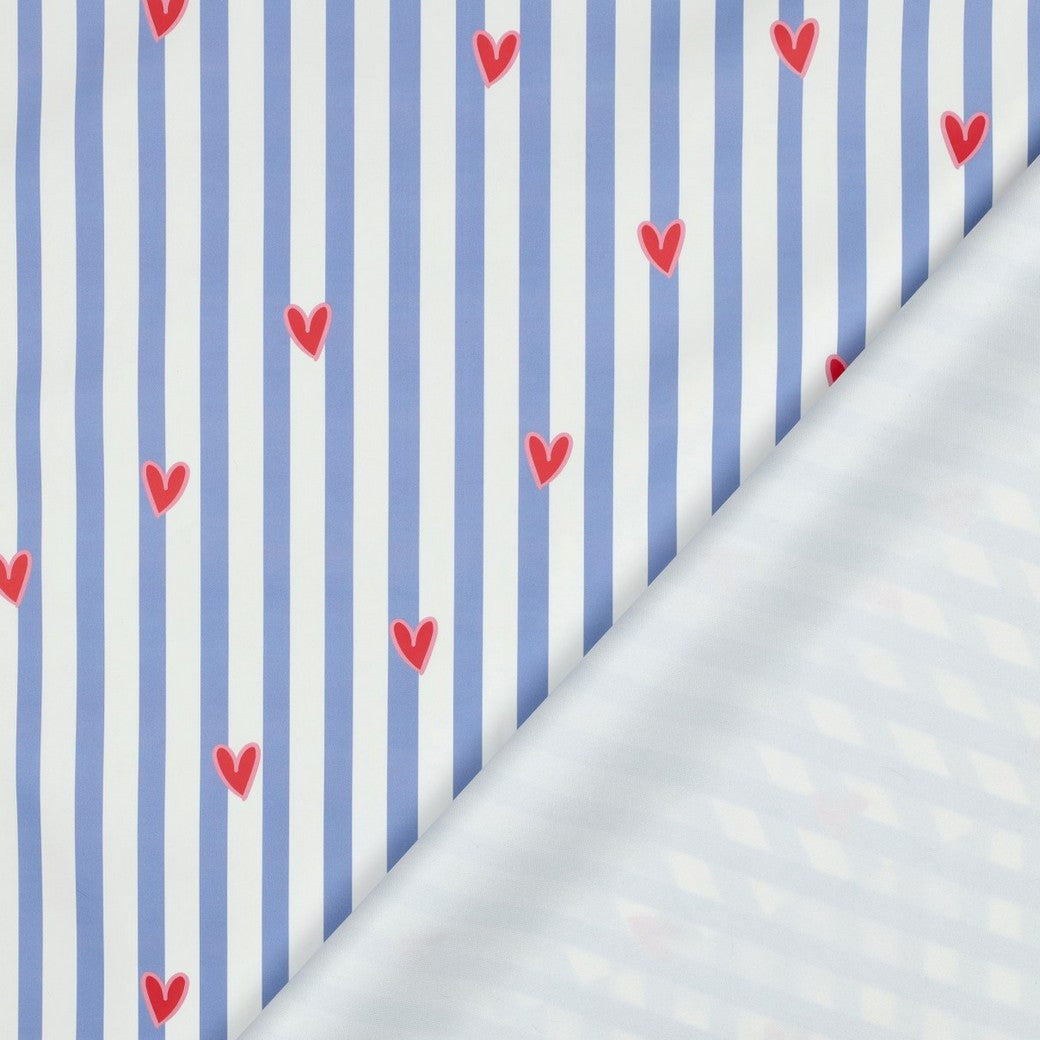 Regenmantelstoff „Little Hearts“ – Hellblau/Weiß