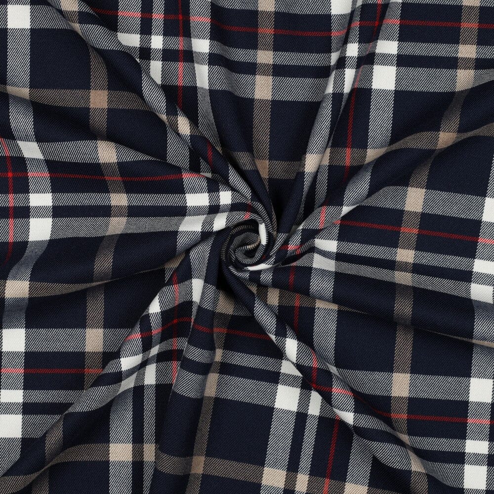 Tartan Check | Karostoff | Navy, Beige & Rot Fadenwunsch 