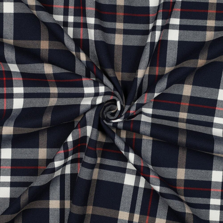 Tartan Check | Karostoff | Navy, Beige & Rot Fadenwunsch 