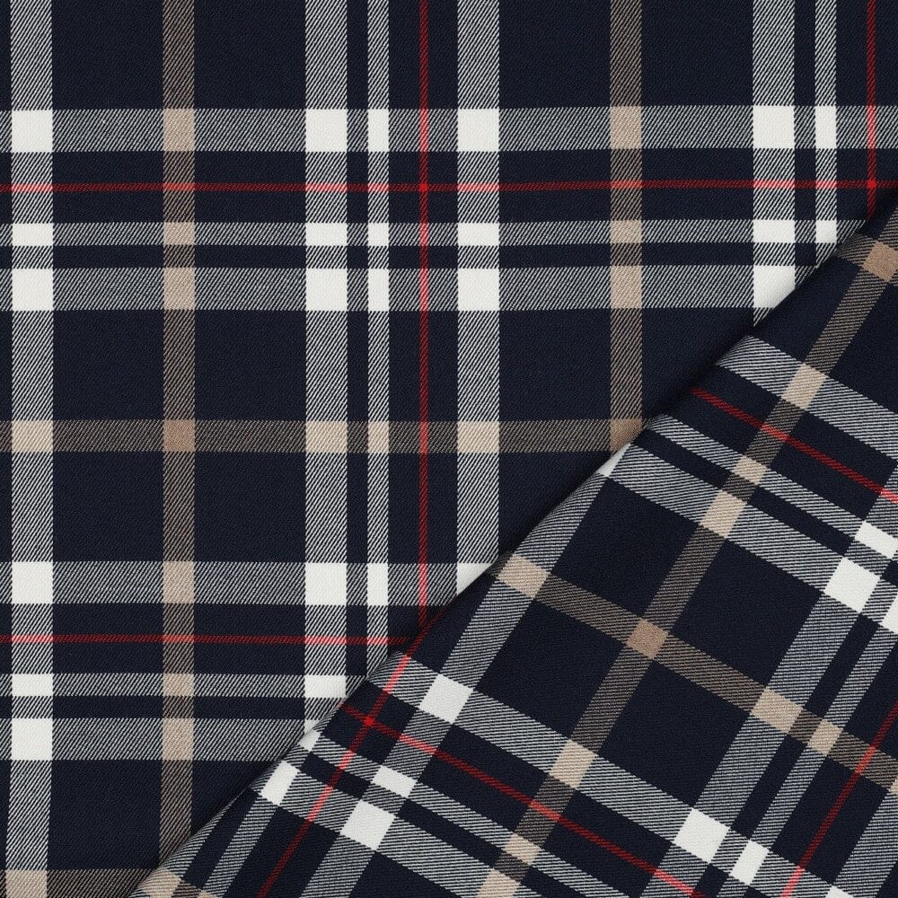 Tartan Check | Karostoff | Navy, Beige & Rot Fadenwunsch 
