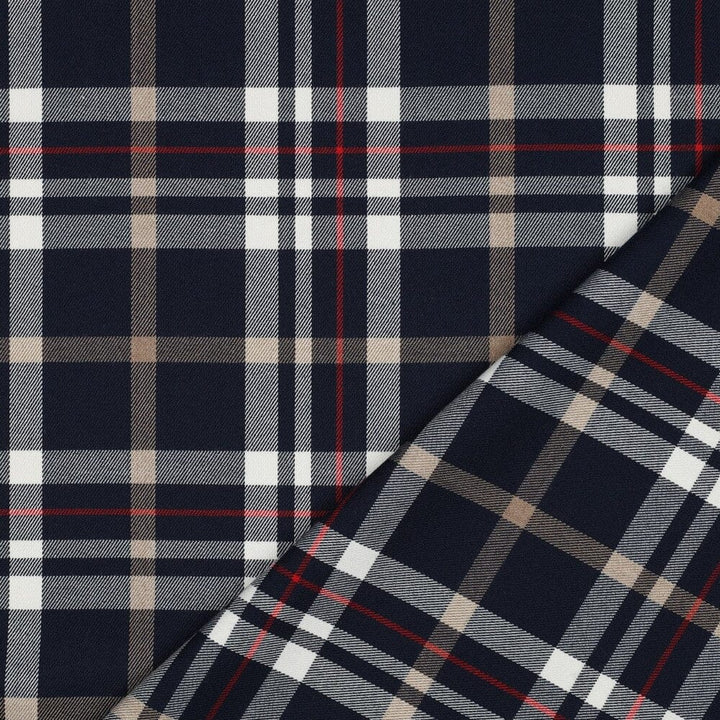 Tartan Check | Karostoff | Navy, Beige & Rot Fadenwunsch 