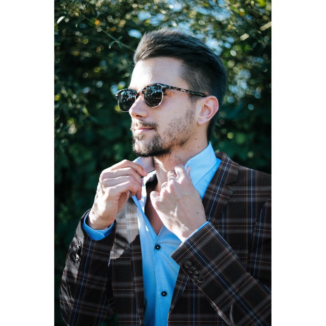 Tartan Check | Karostoff | Grau, Navy & Beige Fadenwunsch 