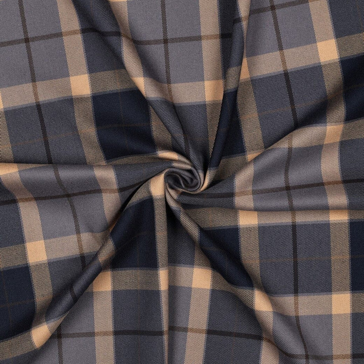 Tartan Check | Karostoff | Grau, Navy & Beige Fadenwunsch 