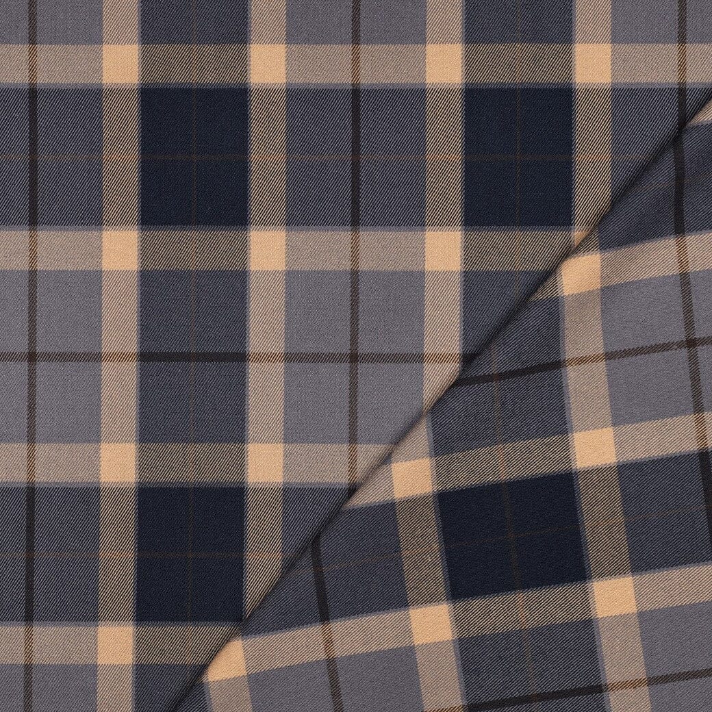 Tartan Check | Karostoff | Grau, Navy & Beige Fadenwunsch 