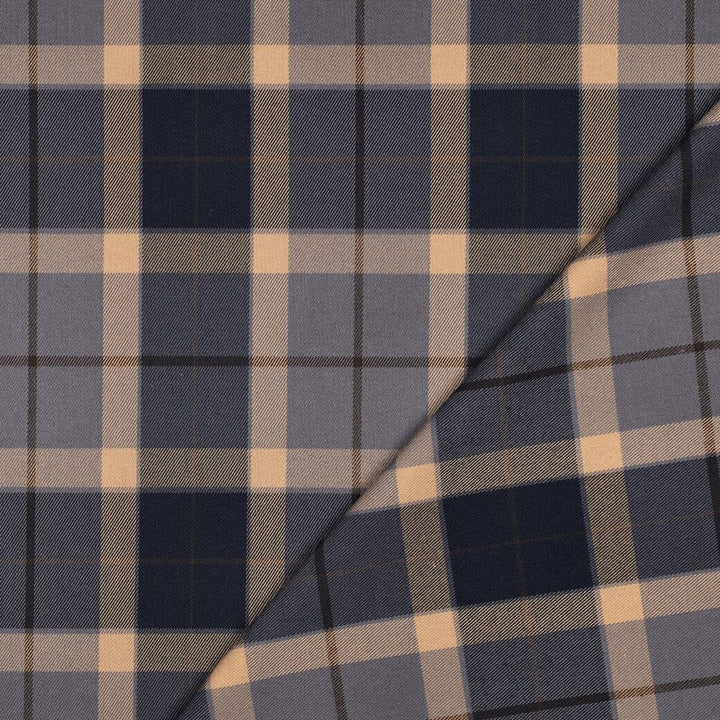 Tartan Check | Karostoff | Grau, Navy & Beige Fadenwunsch 