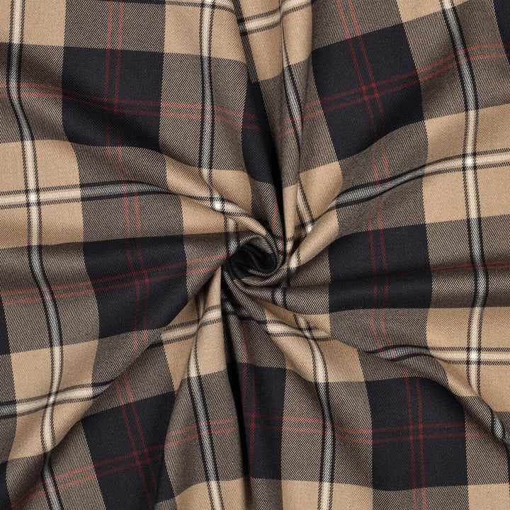 Tartan Check | Karostoff | Beige, Anthrazit & Bordeaux Fadenwunsch 