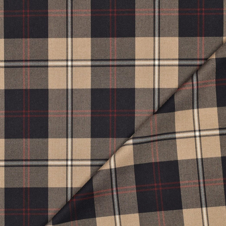 Tartan Check | Karostoff | Beige, Anthrazit & Bordeaux Fadenwunsch 