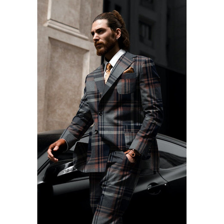 Tartan Check | Karostoff | Beige, Anthrazit & Bordeaux Fadenwunsch 