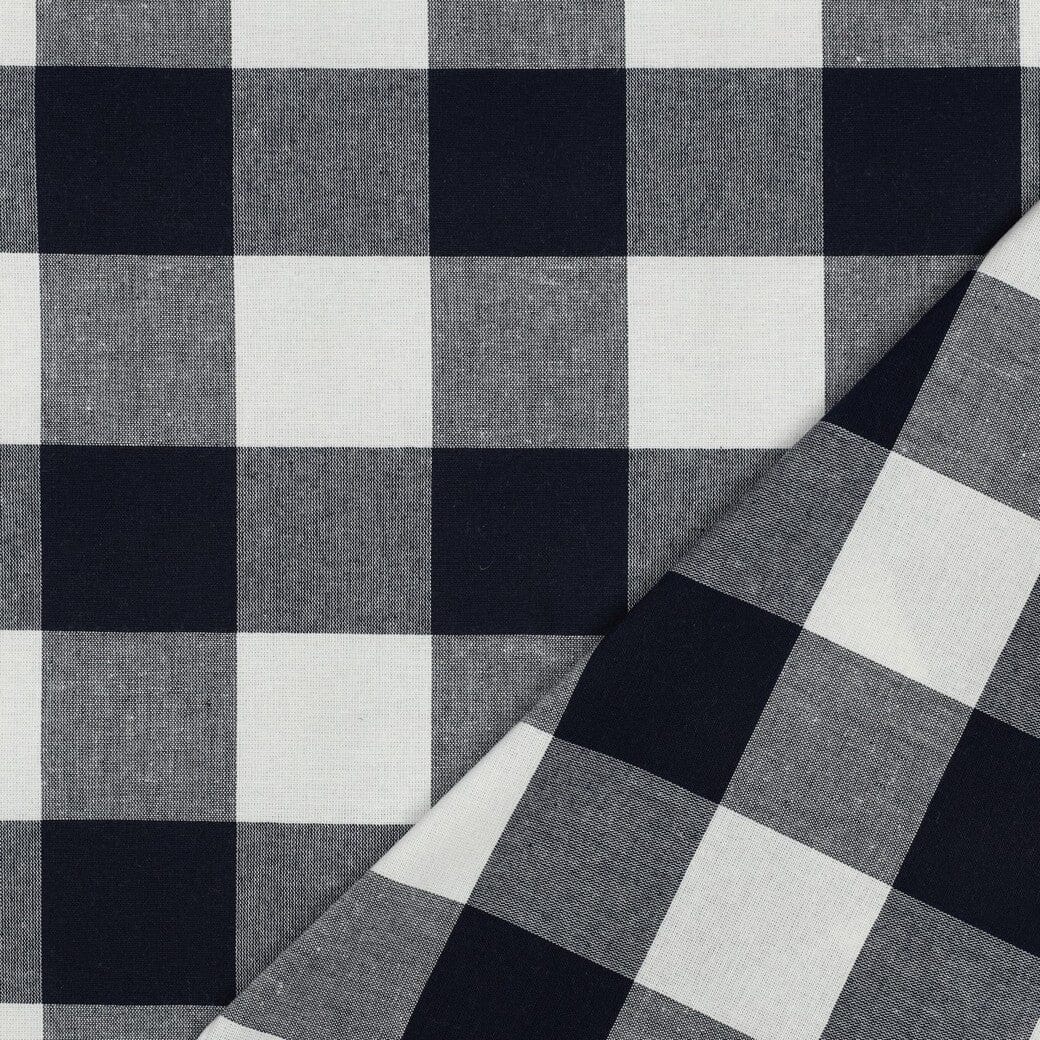 Baumwollstoff Navy | Karo garngefärbt Fadenwunsch 
