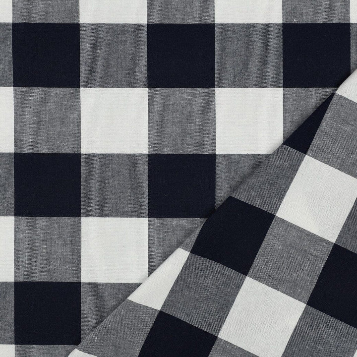Baumwollstoff Navy | Karo garngefärbt Fadenwunsch 