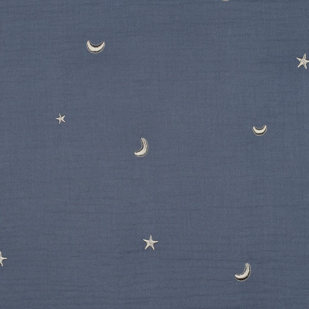Bestickter Musselin - Sterne Jeansblau Fadenwunsch 
