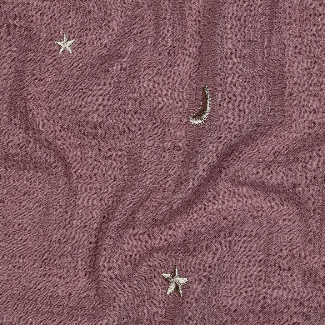 Bestickter Musselin - Sterne Mauve Fadenwunsch 