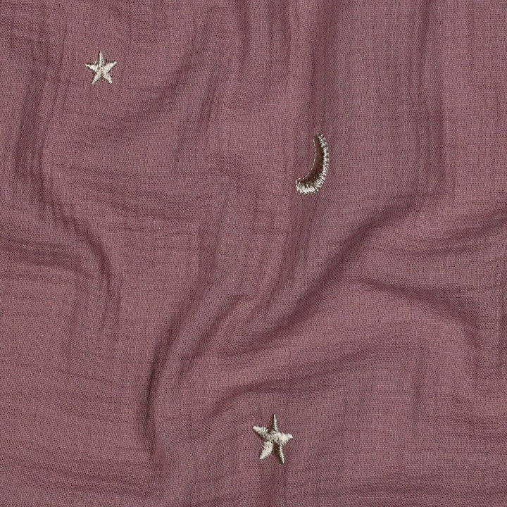Bestickter Musselin - Sterne Mauve Fadenwunsch 