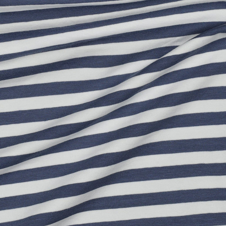Jersey Streifen Jeansblau-Weiß | Garngefärbt