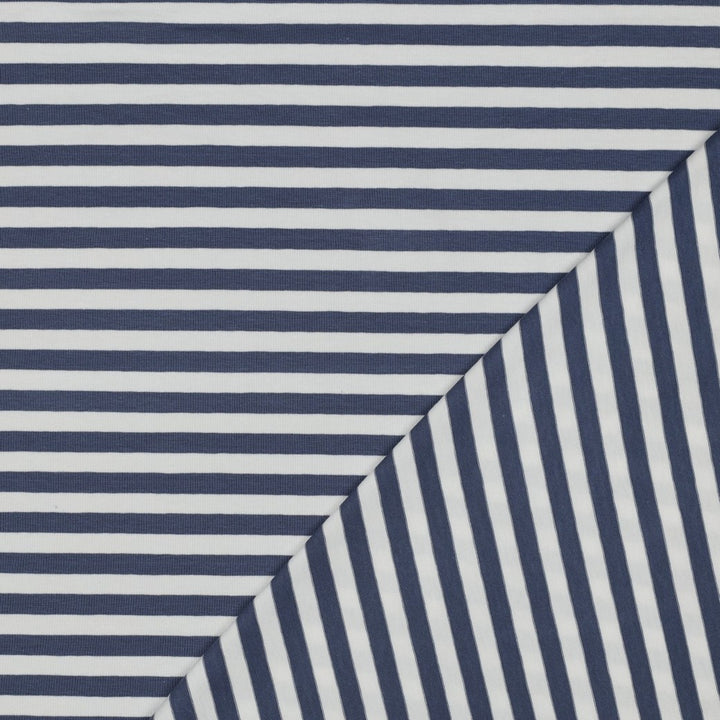 Jersey Streifen Jeansblau-Weiß | Garngefärbt