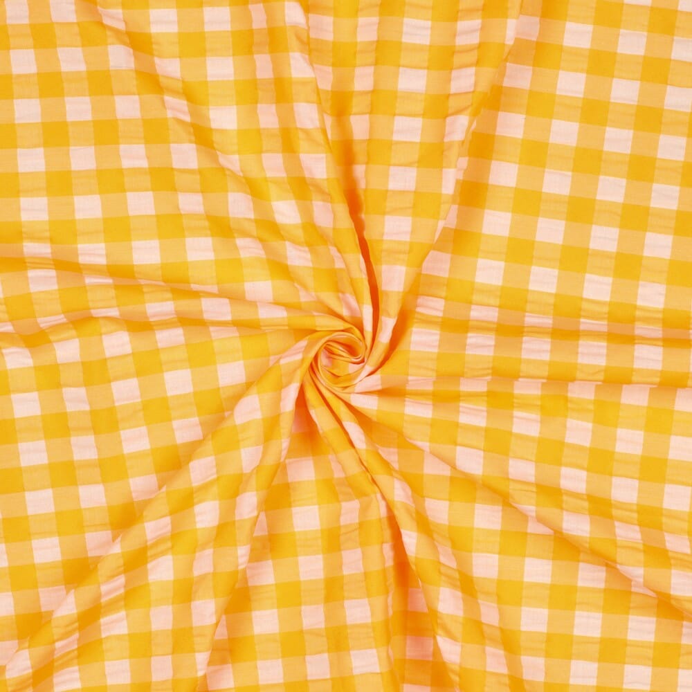 Baumwolle garngefärbt Karos - Neon Orange Fadenwunsch 