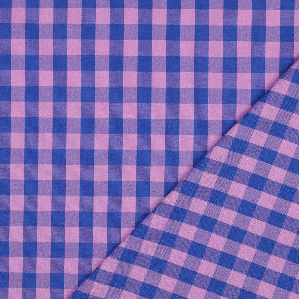 Baumwolle garngefärbt - Karos Lavendel / Blau Fadenwunsch 