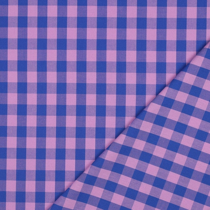 Baumwolle garngefärbt - Karos Lavendel / Blau Fadenwunsch 
