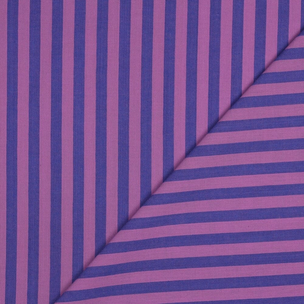 Baumwolle garngefärbt - Streifen Lavendel / Blau Fadenwunsch 