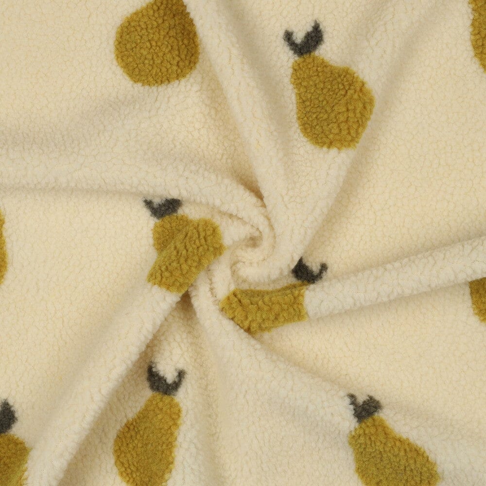 Teddy Jacquard „Birnen“ – Creme & Altlimette