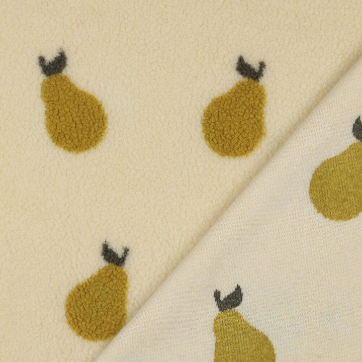 Teddy Jacquard „Birnen“ – Creme & Altlimette