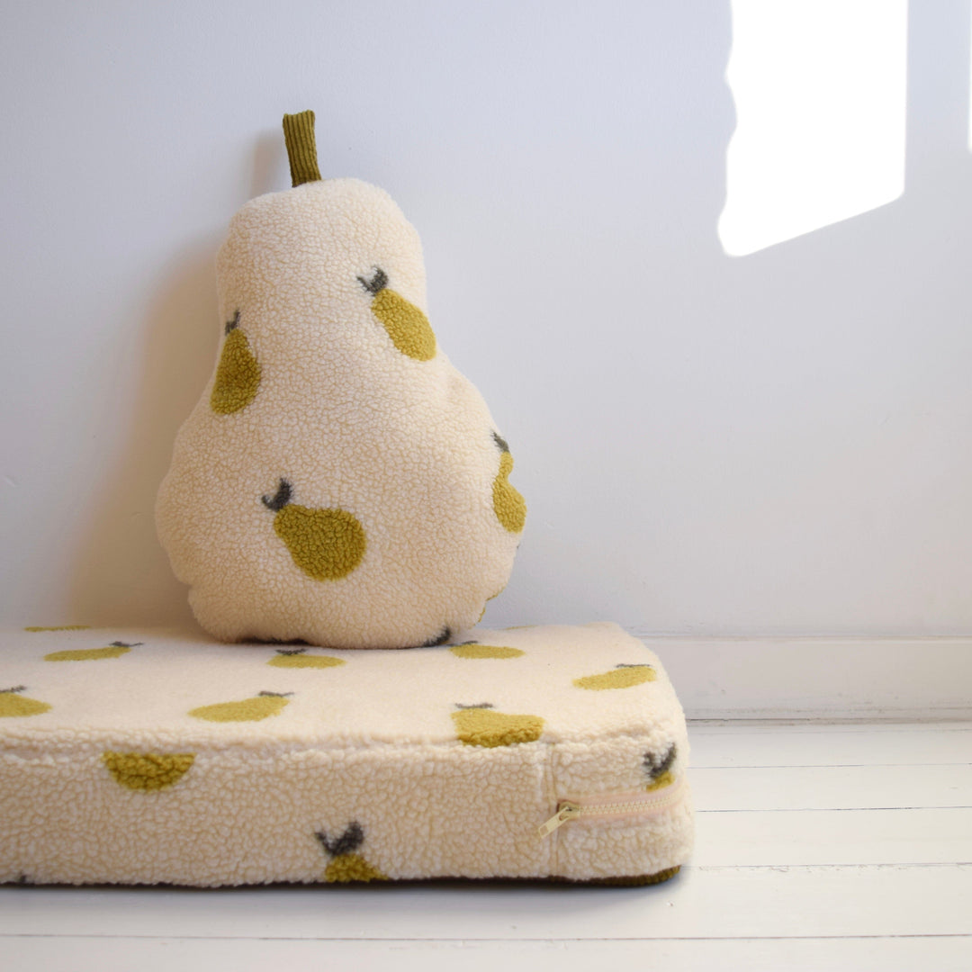 Teddy Jacquard „Birnen“ – Creme & Altlimette