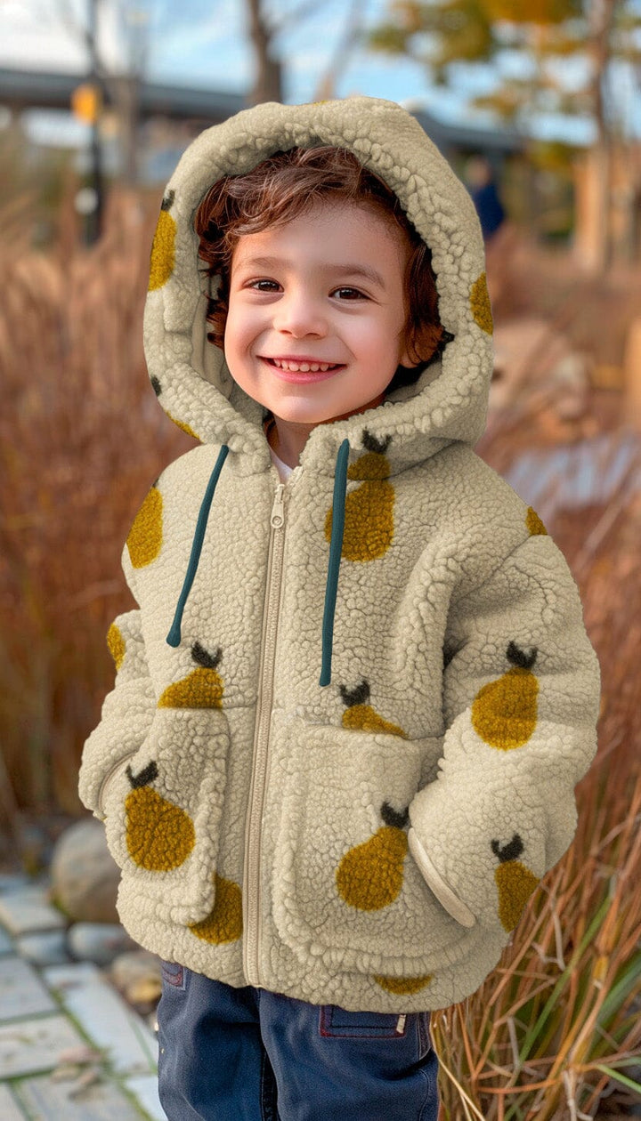 Teddy Jacquard „Birnen“ – Creme & Altlimette