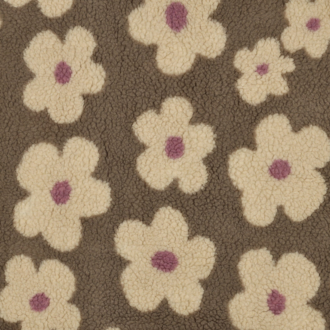 Teddy Jacquard „Blumen“ – Taupe/Beige