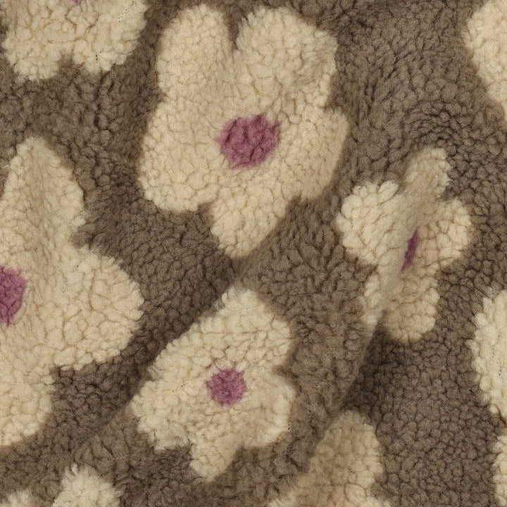 Teddy Jacquard „Blumen“ – Taupe/Beige