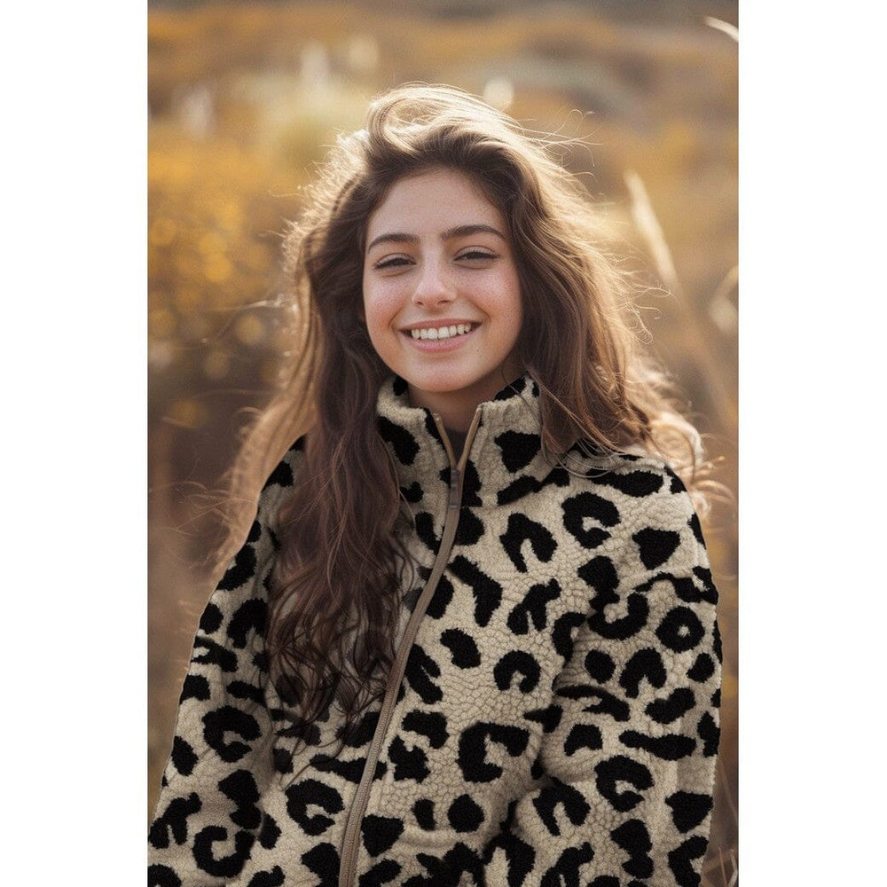 Teddy Jacquard Leoprint - Schwarz Fadenwunsch 