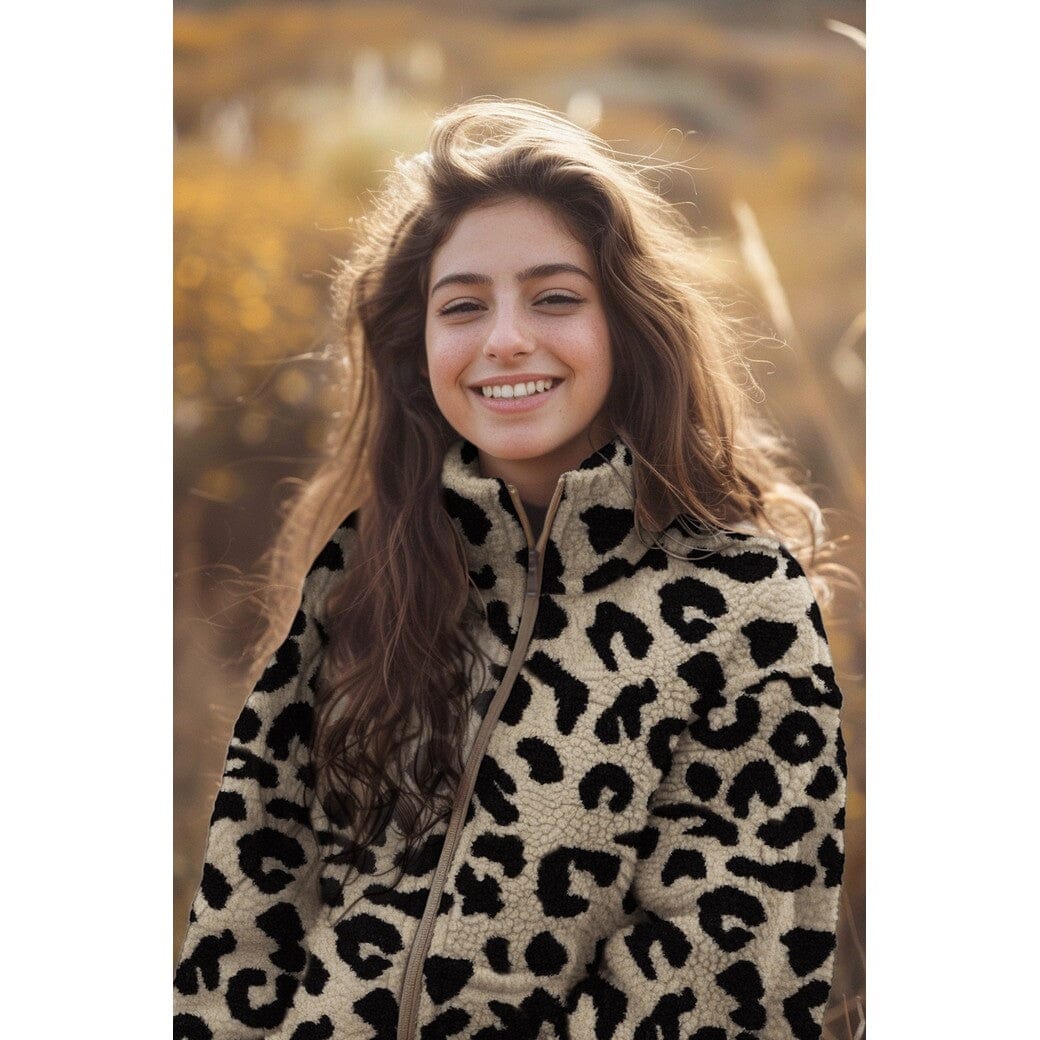 Teddy Jacquard Leoprint - Schwarz Fadenwunsch 