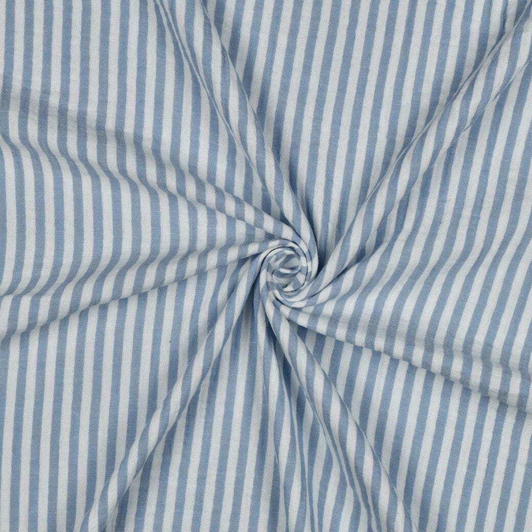 Musselin „Soft Stripes“ – Blau | garngefärbte Streifen Fadenwunsch 