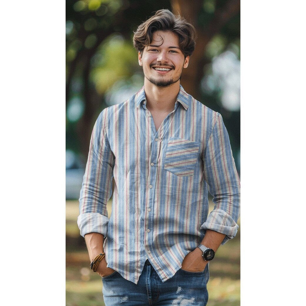 Musselin "Streifen Blau" Swafing 