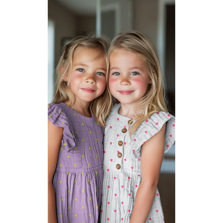 Musselin "gestickte Neon Herzen - Lavendel Swafing 