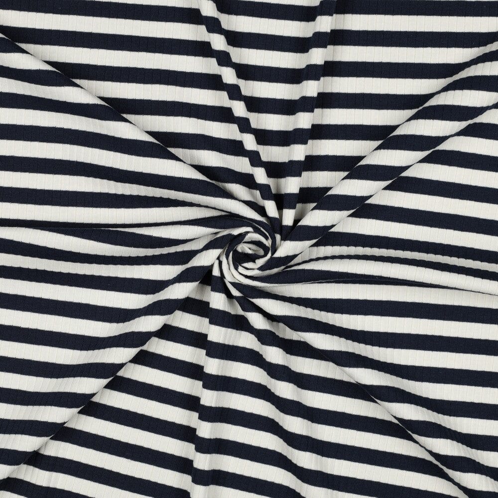 Rib-Jersey Streifen grob - Marineblau Fadenwunsch 