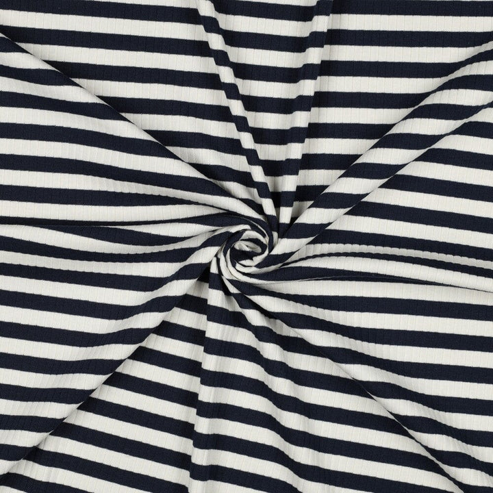 Rib-Jersey Streifen grob - Marineblau Fadenwunsch 