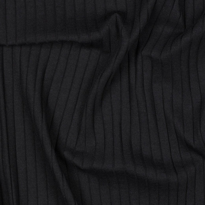 Rib-Jersey uni grob - Schwarz Fadenwunsch 