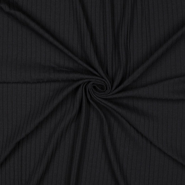 Rib-Jersey uni grob - Schwarz Fadenwunsch 