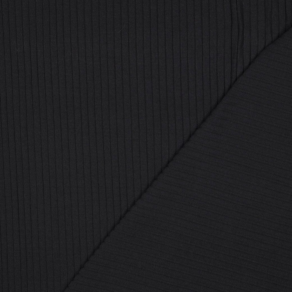 Rib-Jersey uni grob - Schwarz Fadenwunsch 