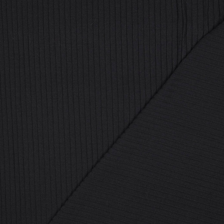 Rib-Jersey uni grob - Schwarz Fadenwunsch 