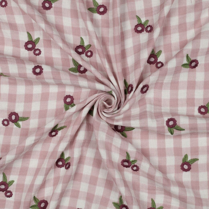 Musselin "gestickte Blumen - Mauve" Swafing 