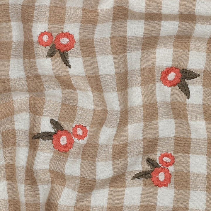 Musselin "gestickte Blumen - Beige" Swafing 