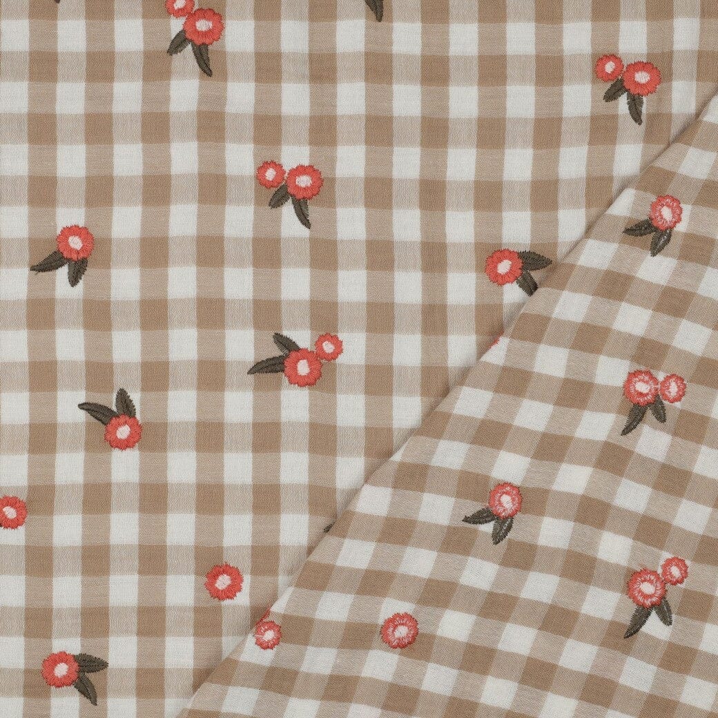 Musselin "gestickte Blumen - Beige" Swafing 