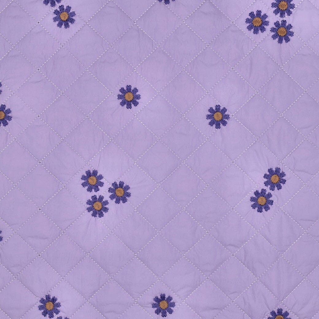 Steppstoff Stickerei - Blumen - Flieder / Lila Fadenwunsch 