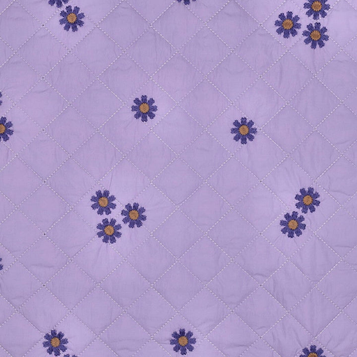 Steppstoff Stickerei - Blumen - Flieder / Lila Fadenwunsch 