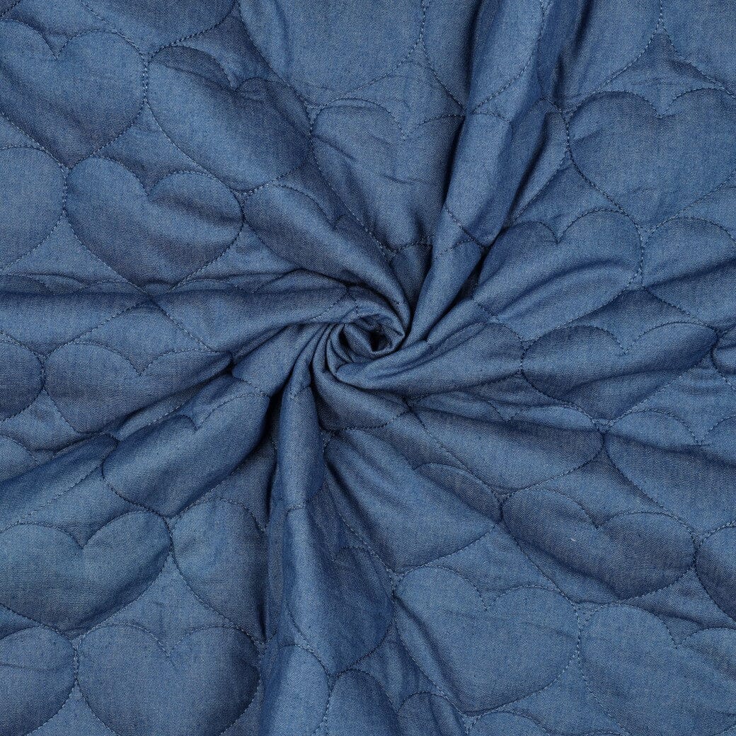 Steppstoff Denim Herzen - Jeansblau Fadenwunsch 