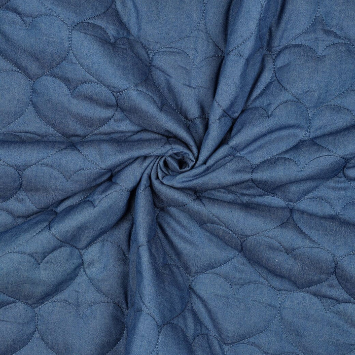 Steppstoff Denim Herzen - Jeansblau Fadenwunsch 