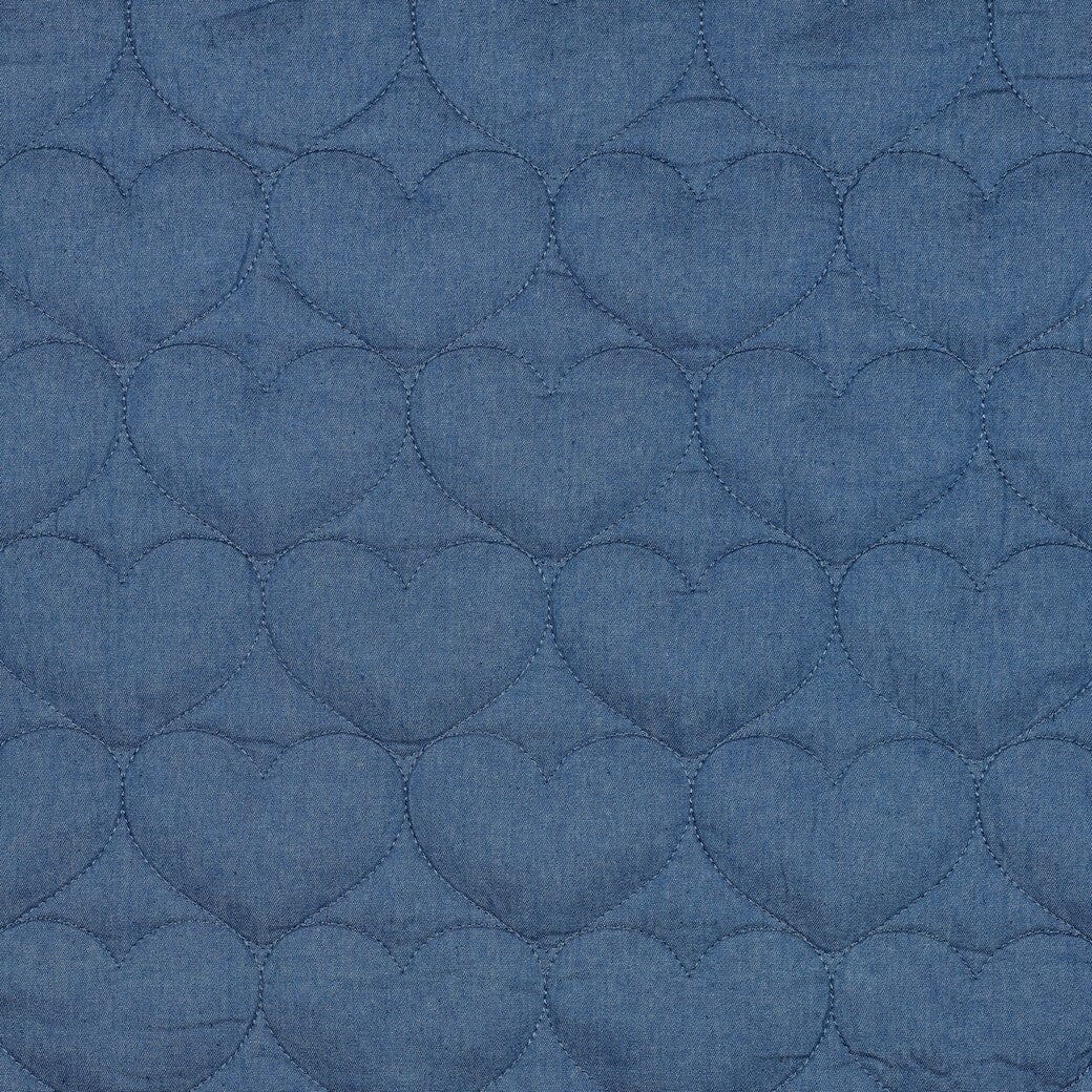 Steppstoff Denim Herzen - Jeansblau Fadenwunsch 